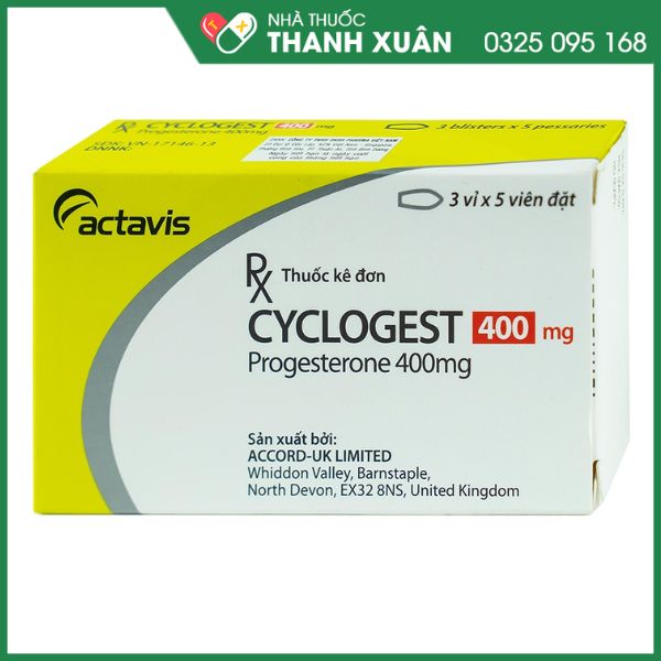 Cyclogest 400mg điều trị triệu chứng tiền kinh